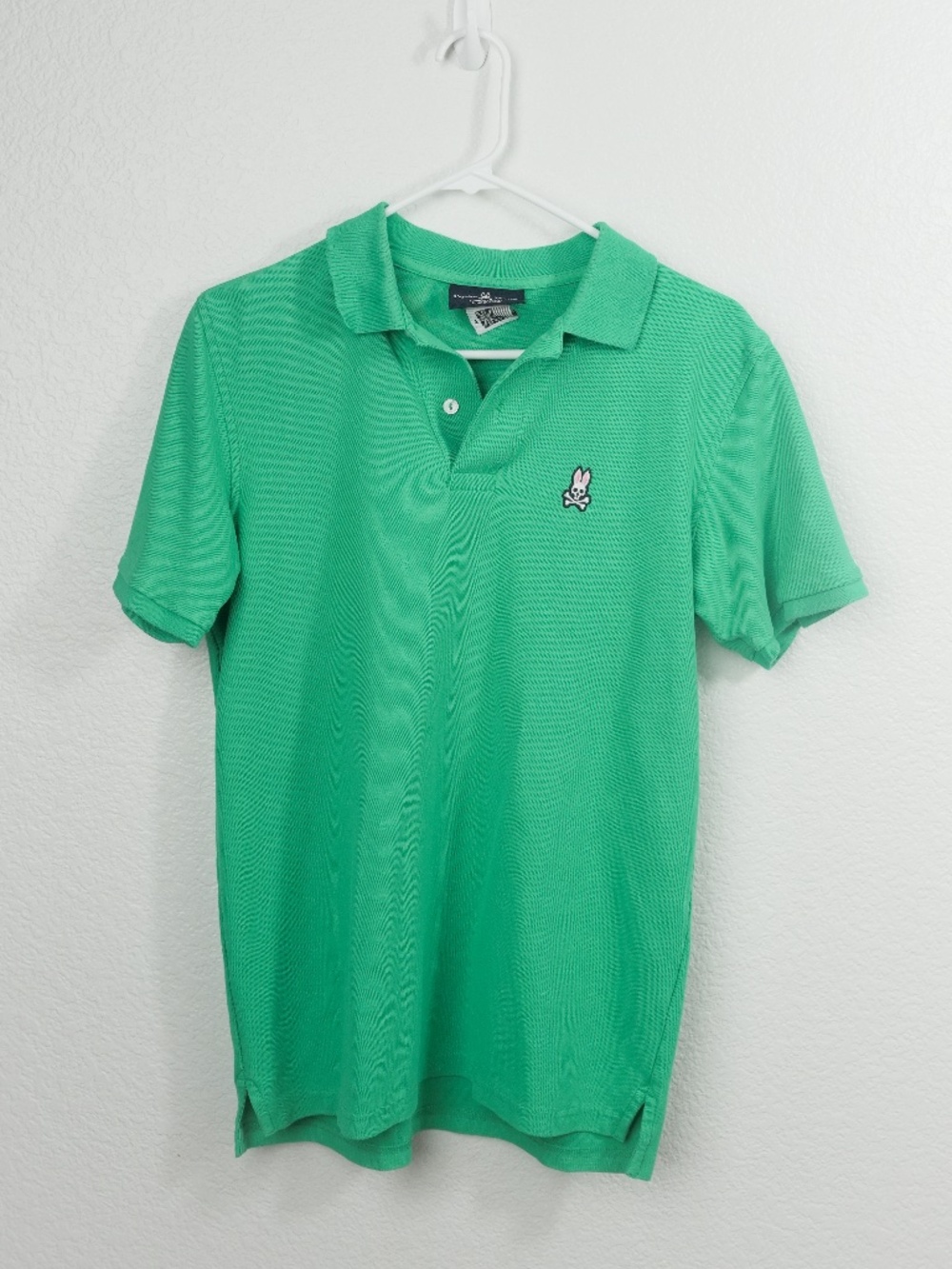 Psycho Bunny Polo Shirt Mens Size 4 Green Skull Crossbones Short Sleeve